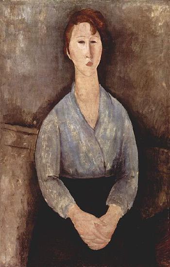 Amedeo Modigliani Sitzende Frau mit blauer Bluse oil painting image